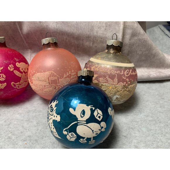 Vintage Christmas Ornament Set Assorted Designs Colors Retro Glass Baubles Holid - Picture 4 of 14